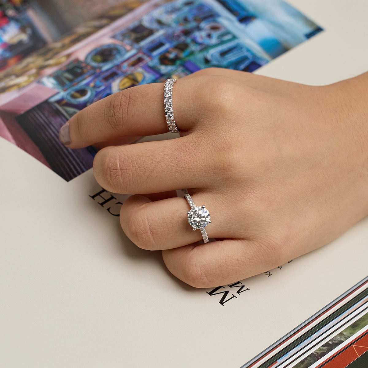 Additional Image 3 for  3 ctw Round Lab Grown Diamond Hidden Halo Engagement Ring