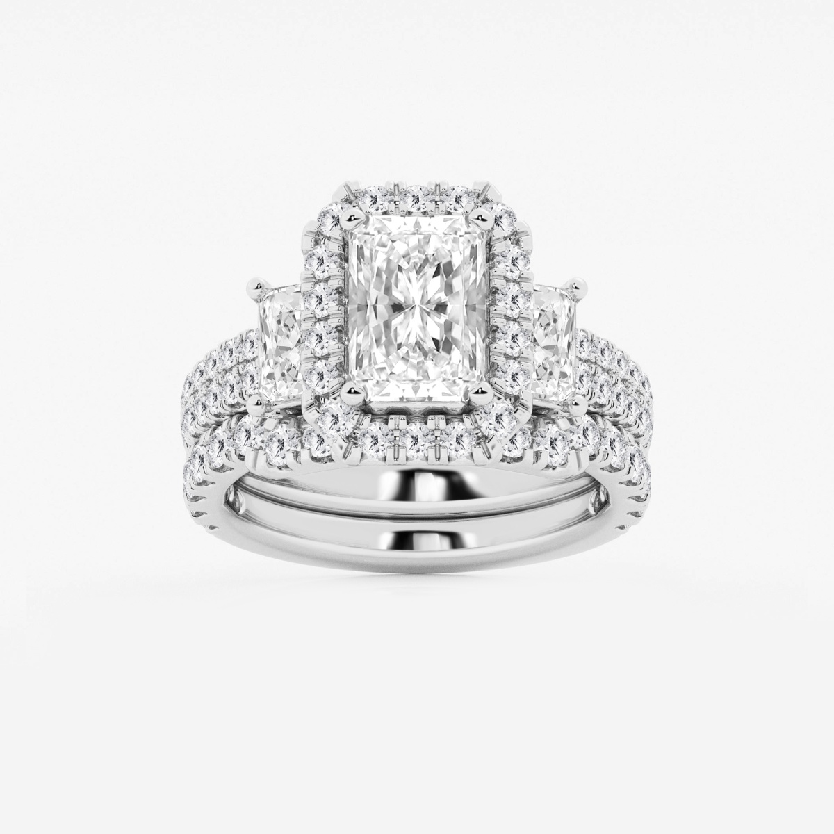 4 1/3 ctw Radiant Lab Grown Diamond Bridal Set