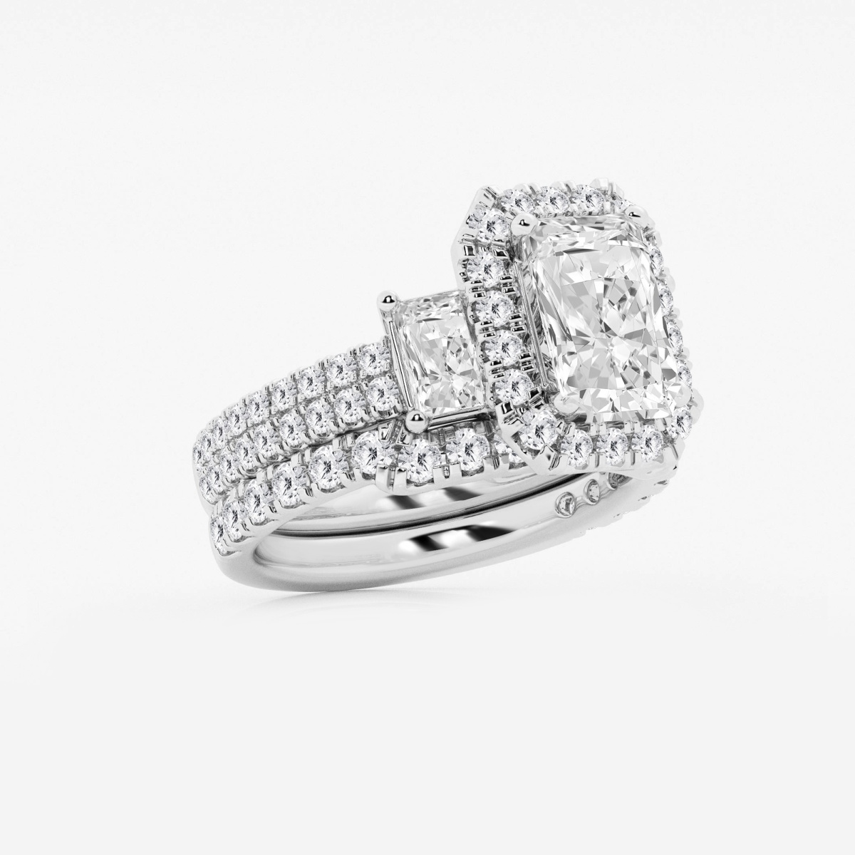 Additional Image 1 for  4 1/3 ctw Radiant Lab Grown Diamond Bridal Set
