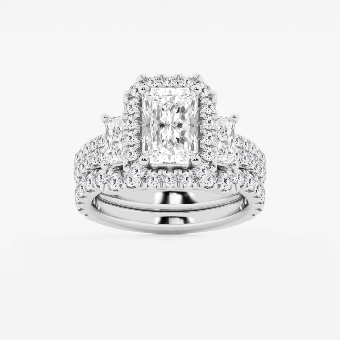 4 1/3 ctw Radiant Lab Grown Diamond Bridal Set
