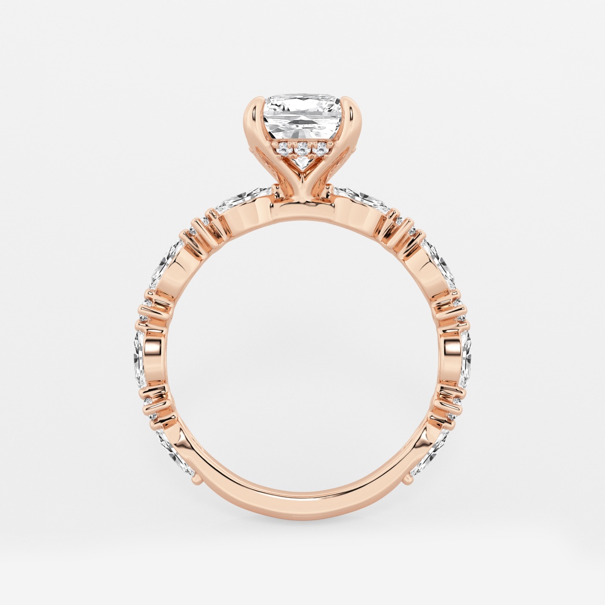 Additional Image 2 for  3 2/5 ctw Cushion Lab Grown Diamond Hidden Halo Bridal Set