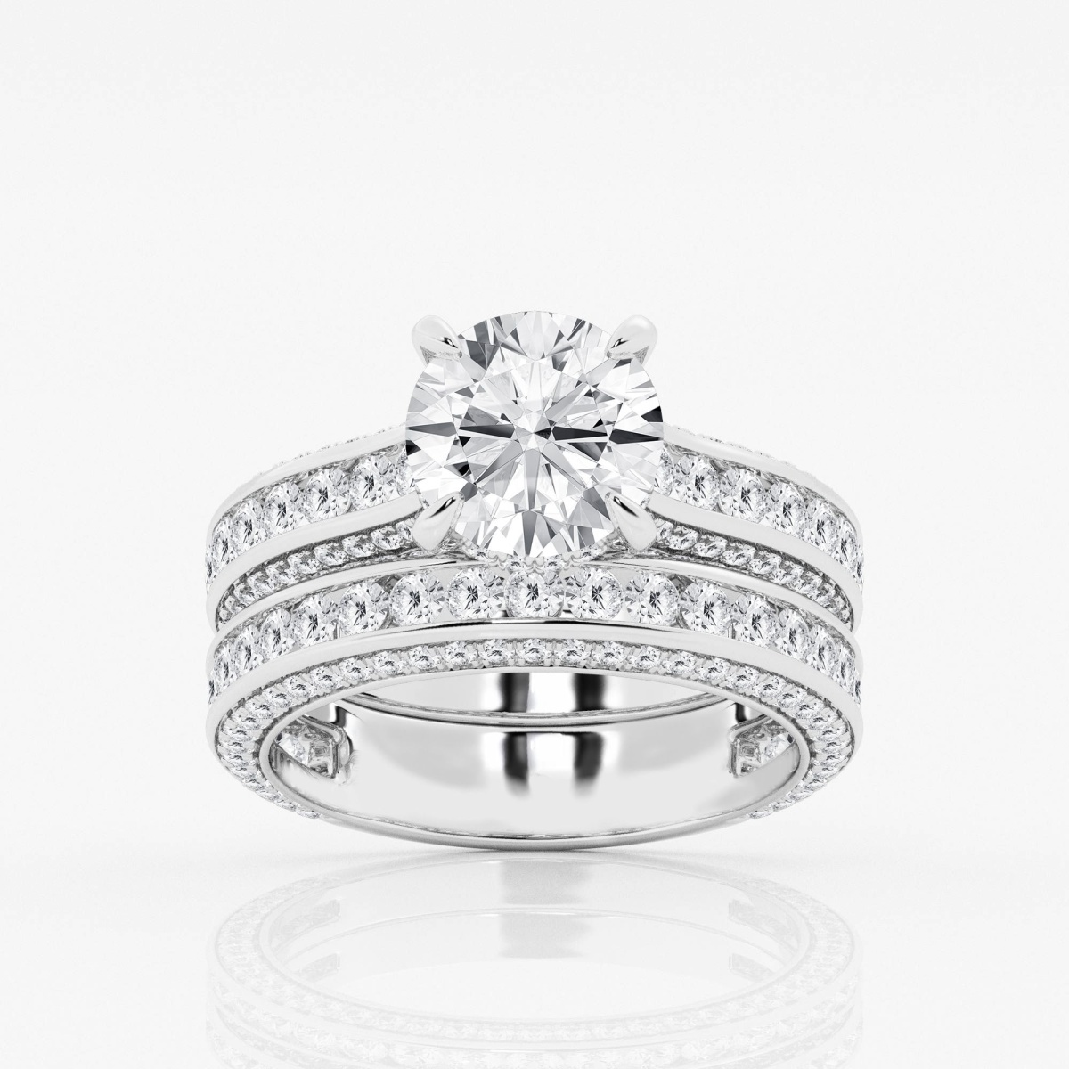 4 3/4 ctw Round Lab Grown Diamond Hidden Halo Bridal Set