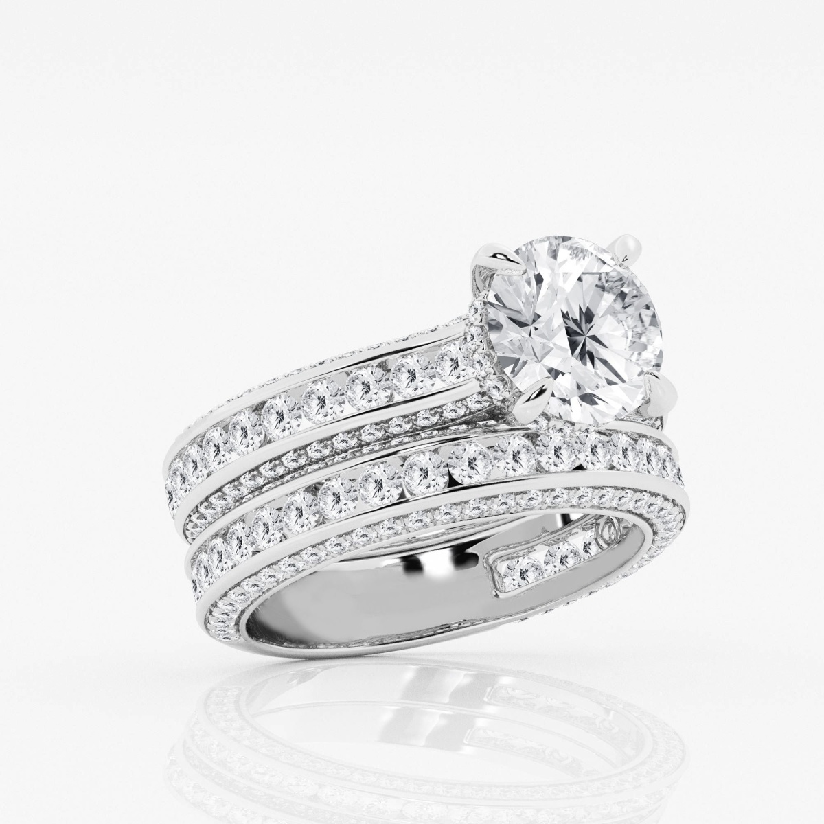 Additional Image 1 for  4 3/4 ctw Round Lab Grown Diamond Hidden Halo Bridal Set