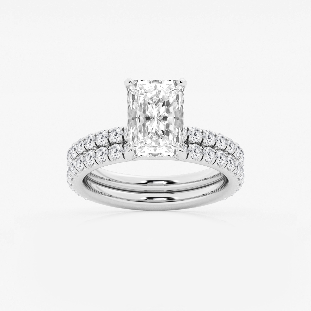 4 1/3 ctw Radiant Lab Grown Diamond Hidden Halo Bridal Set