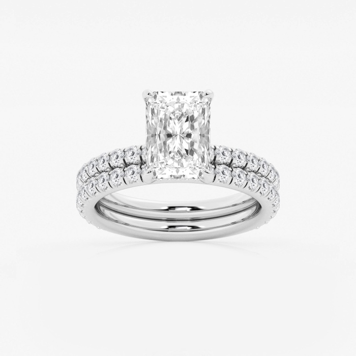 4 1/3 ctw Radiant Lab Grown Diamond Hidden Halo Bridal Set