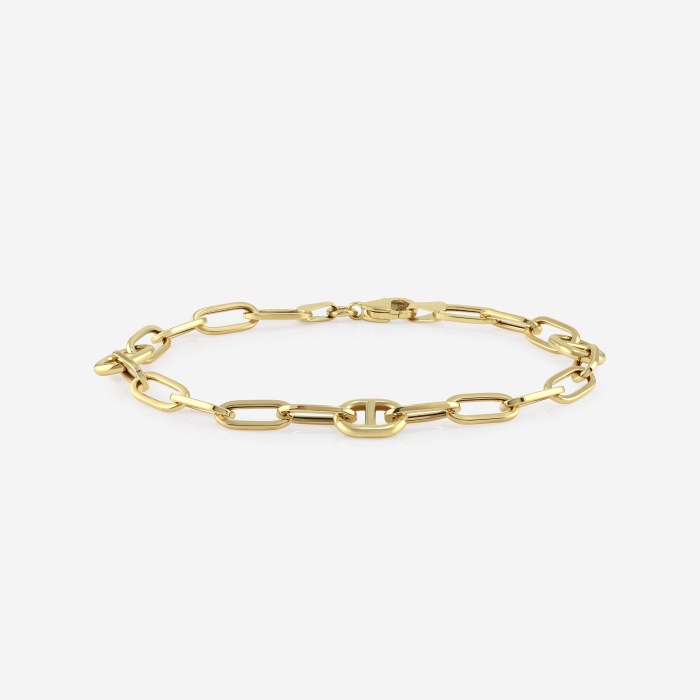 Plain Gold Paper Clip Anchor Station Bracelet
