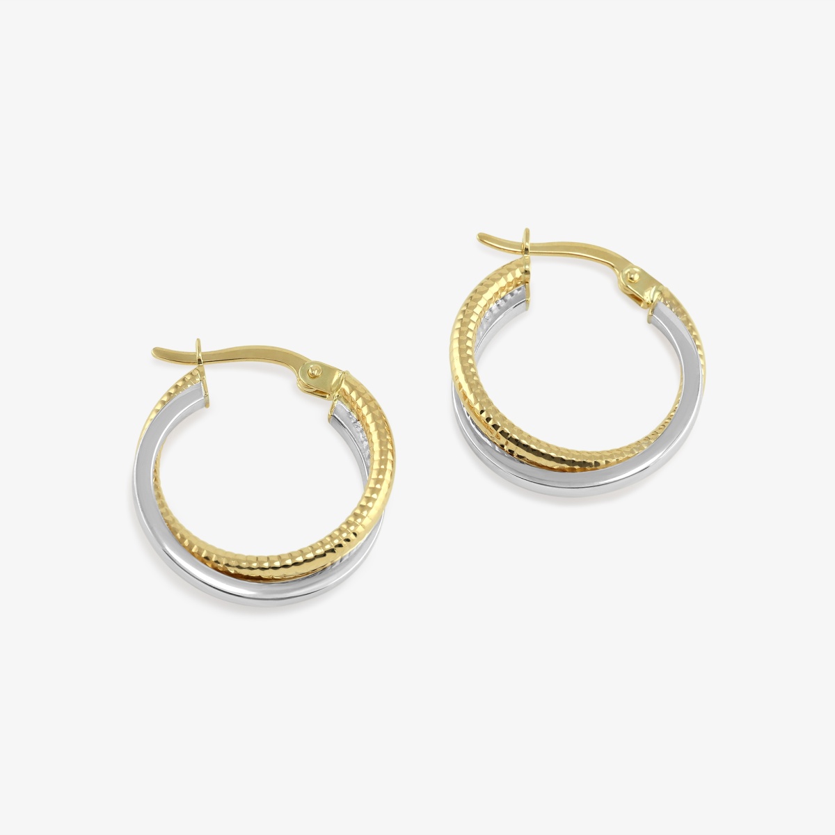 Additional Image 1 for  Plain and Textured Two Color Intertwined Hoop Earrings