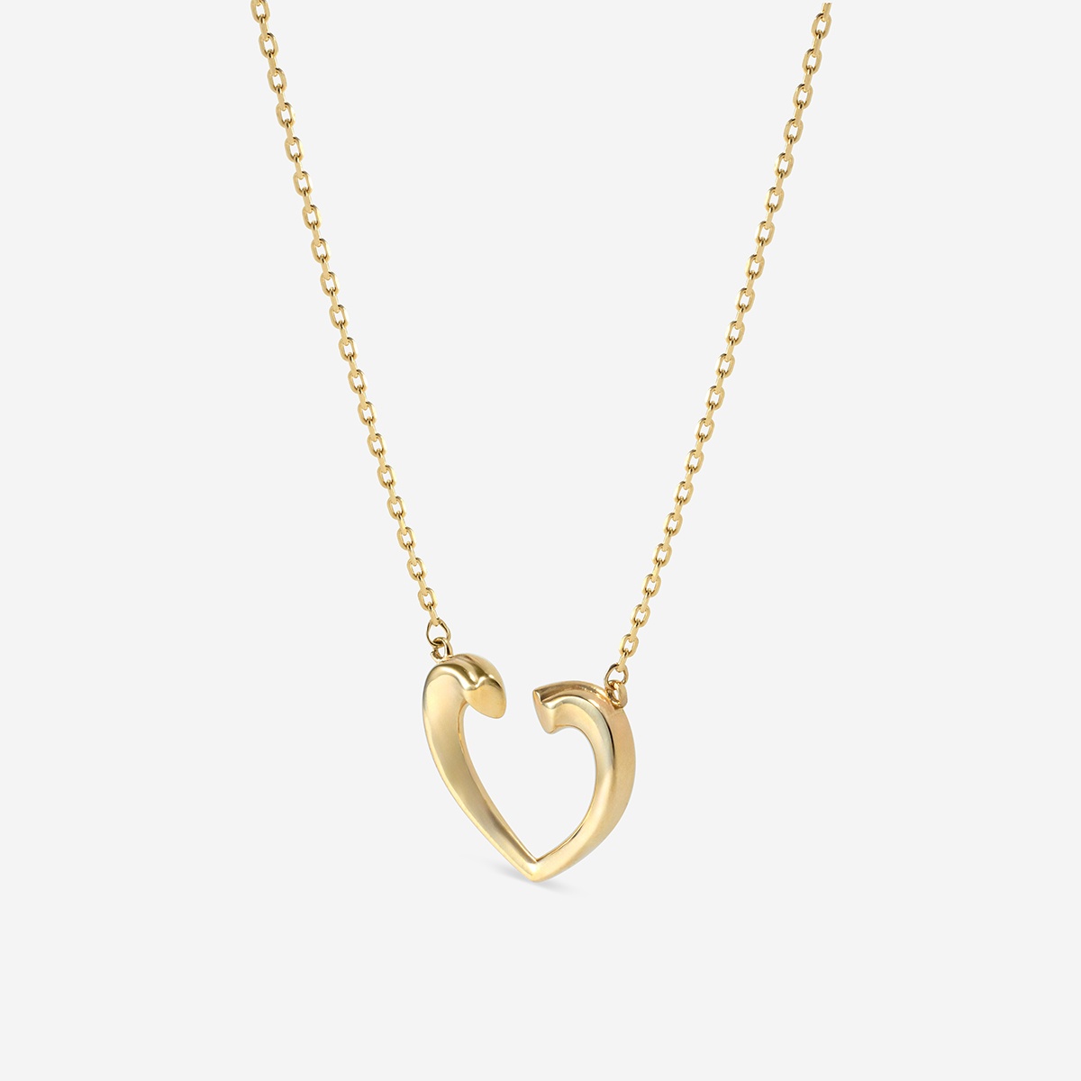 Additional Image 1 for  Plain Gold Open Heart Necklace