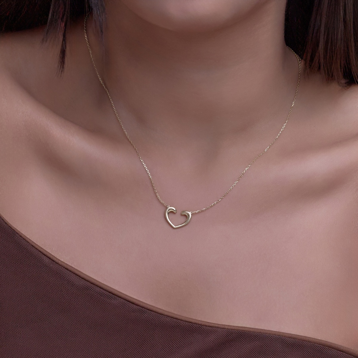 Plain Gold Open Heart Necklace