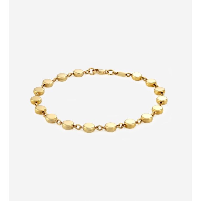 Plain Gold Flat Bead Link Bracelet