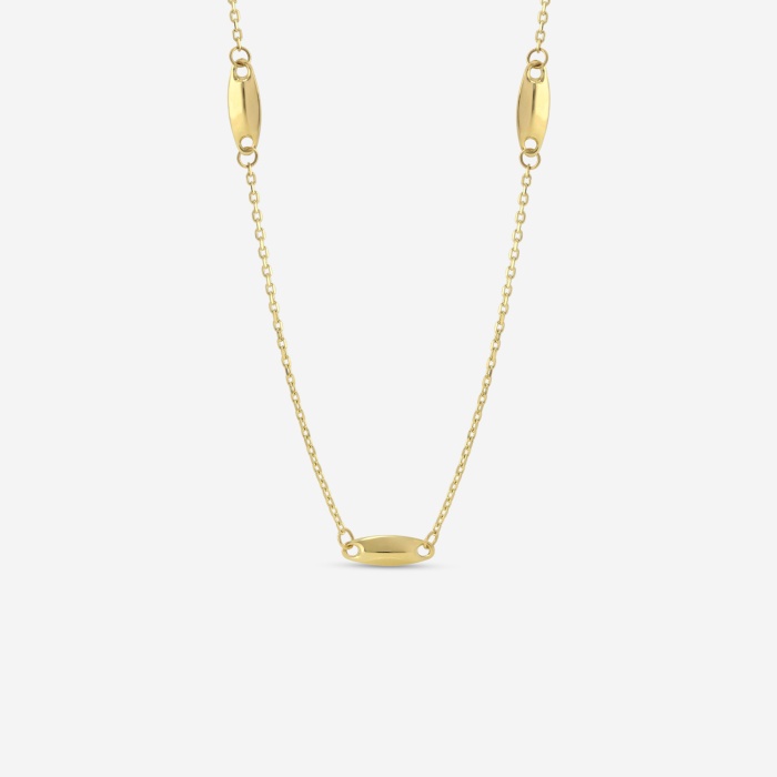 Plain Gold Station Necklace With Extender