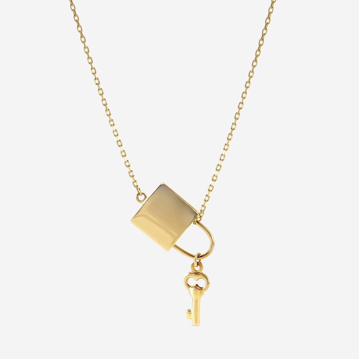 Plain Gold Lock and Key Necklace