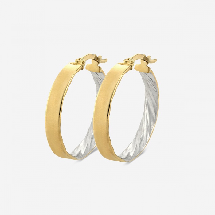 Inside Out Two Color Round Hoop Earrings
